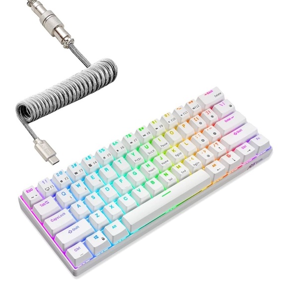 RK ROYAL KLUDGE Other - NEW! Mechanical Keyboard Coiled Cable, 2.4Ghz/Bluetooth/Wired, Bluetooth Gaming